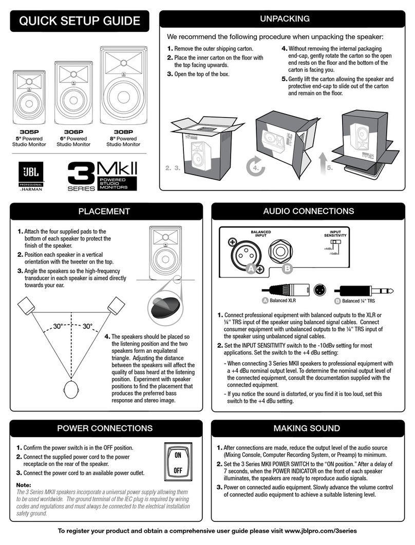JBL 305P MkII Quick setup guide