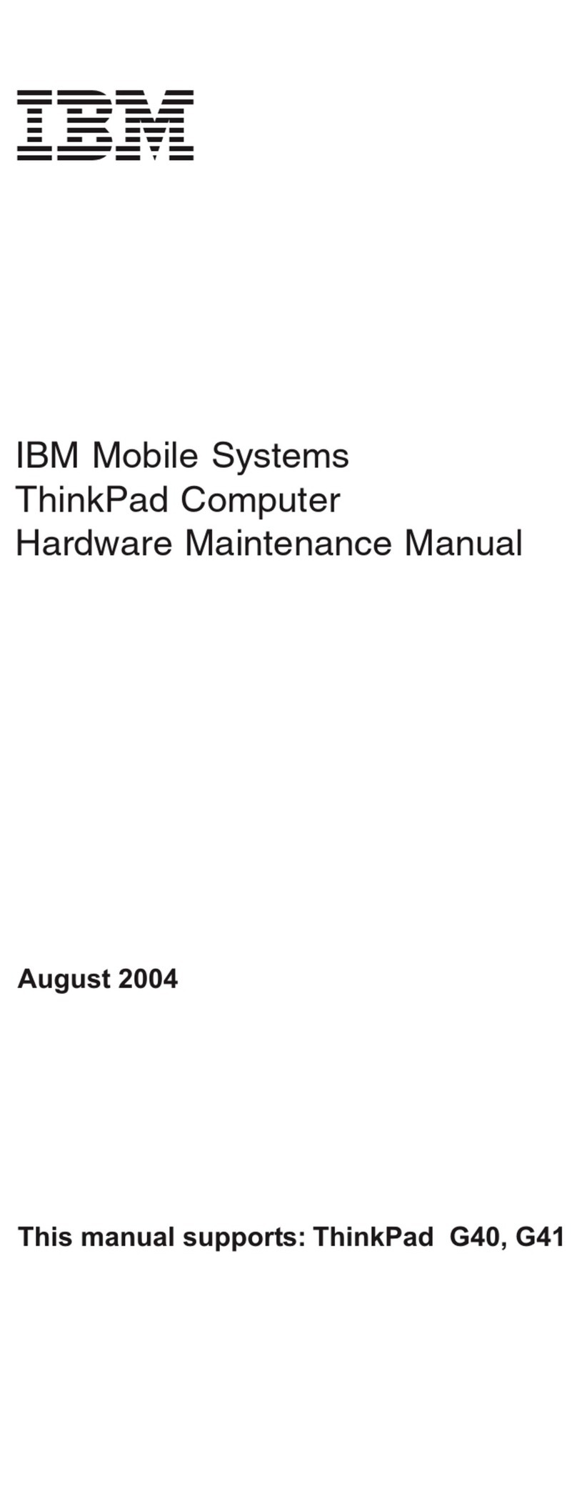 IBM ThinkPad G40 Series Hardware Maintenance Manual