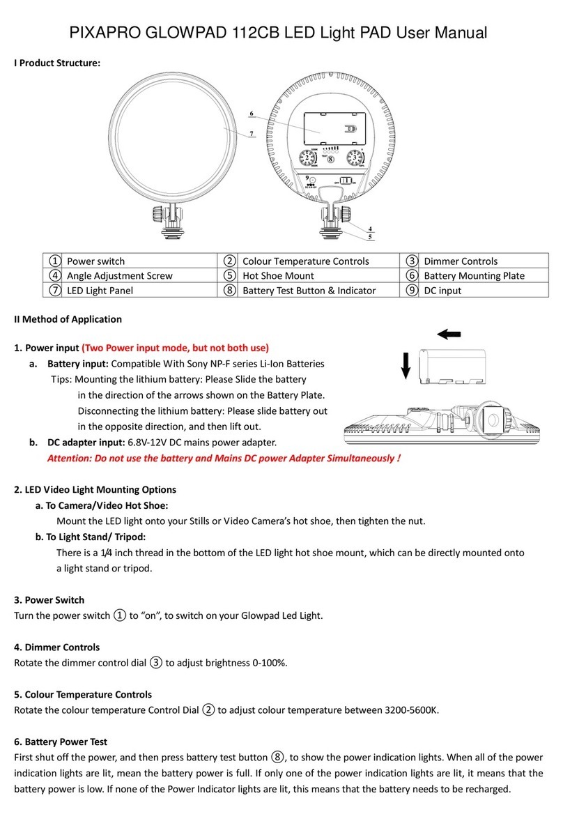 Pixapro GLOWPAD 112CB user manual