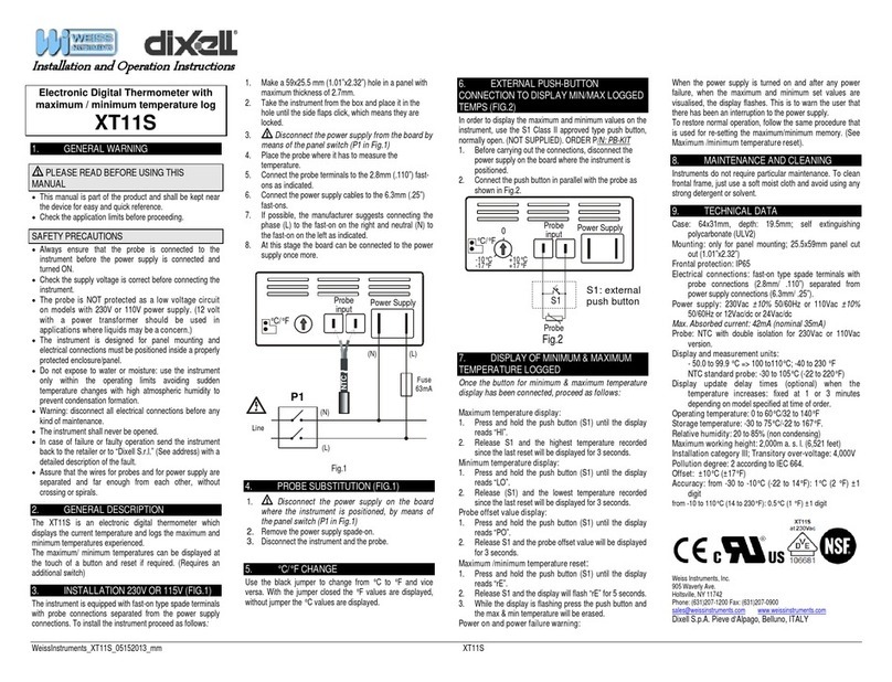 dixell XT11S Installation and operation instructions