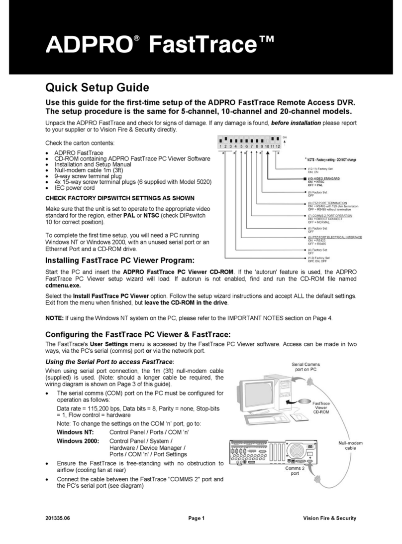 Xtralis ADPRO FastTrace Quick setup guide
