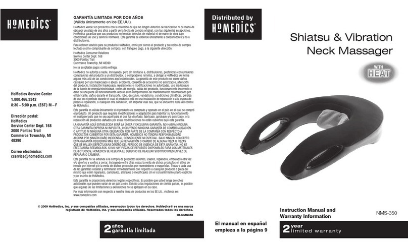 HoMedics NMS-350  and warranty Instruction manual and  warranty information