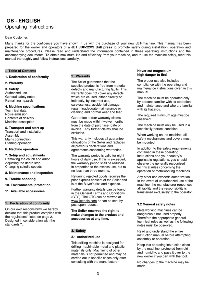 Jet JDP-22VS User manual