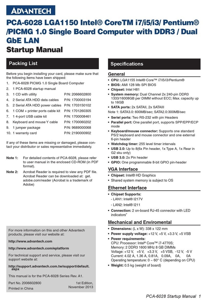 Advantech PCA-6028 Installation and operation manual