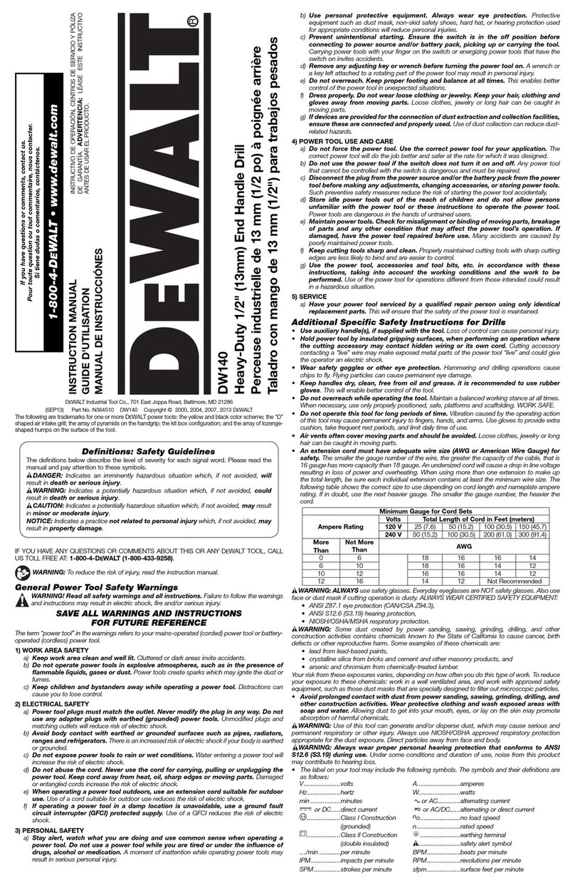 DeWalt DW140 User manual