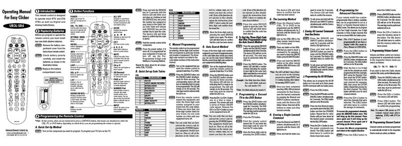 Universal Remote Control Easy Clicker UR3L-SR4 User manual Universal Remote Control Easy Clicker UR3L-SR4 User manual