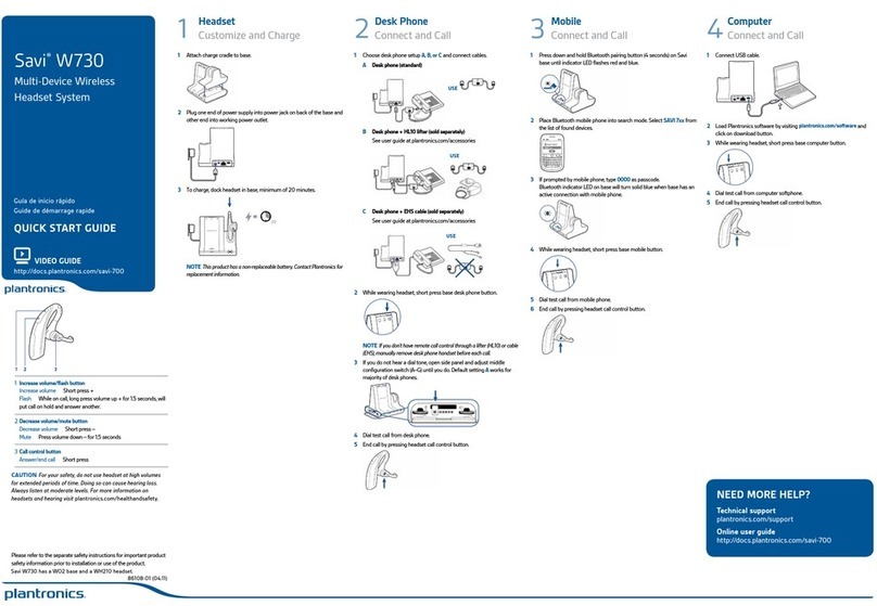 Plantronics Savi W730 Quick start quide