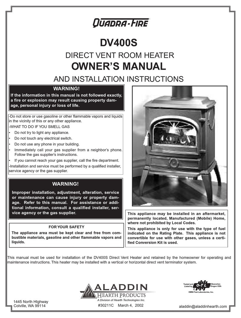 Quadra-Fire DV400S Owner's manual and installation instructions