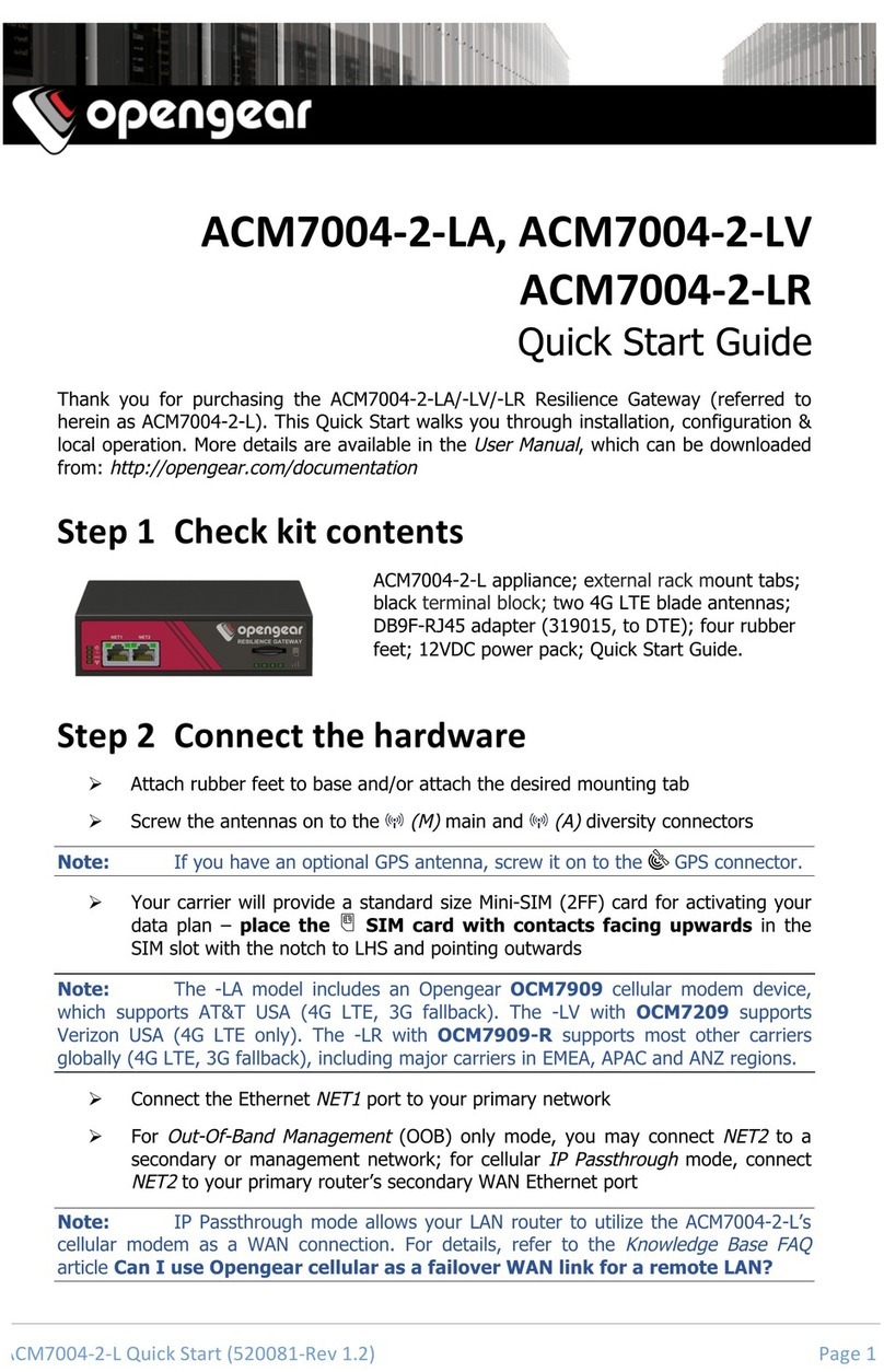 Opengear ACM7004-2-LA User manual