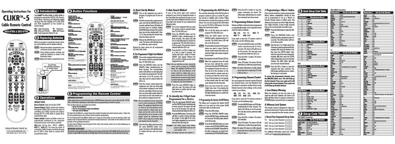 Universal Remote Control CLIKR-5 UR5U-8500 operating instructions