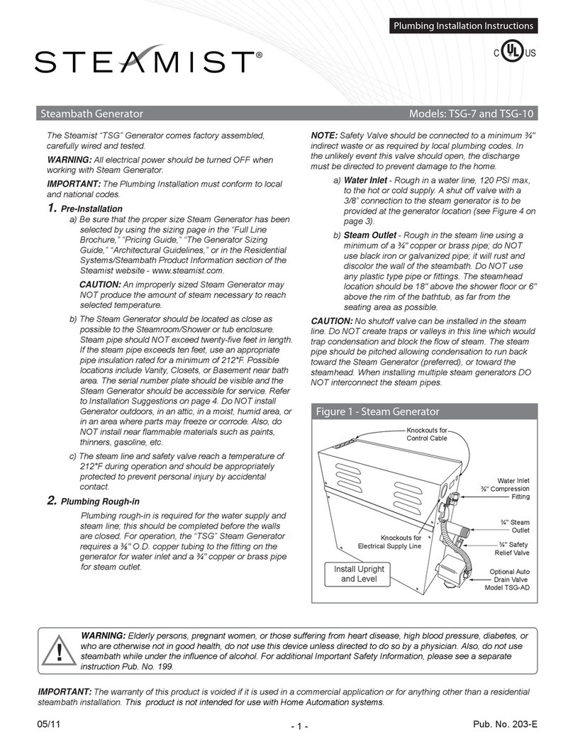 Steamist TSG-7 Plumbing installation instructions