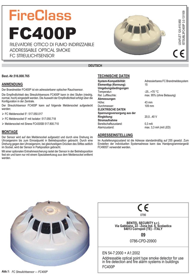 Bentel Security FireClass FC400P User manual Bentel Security FireClass FC400P User manual