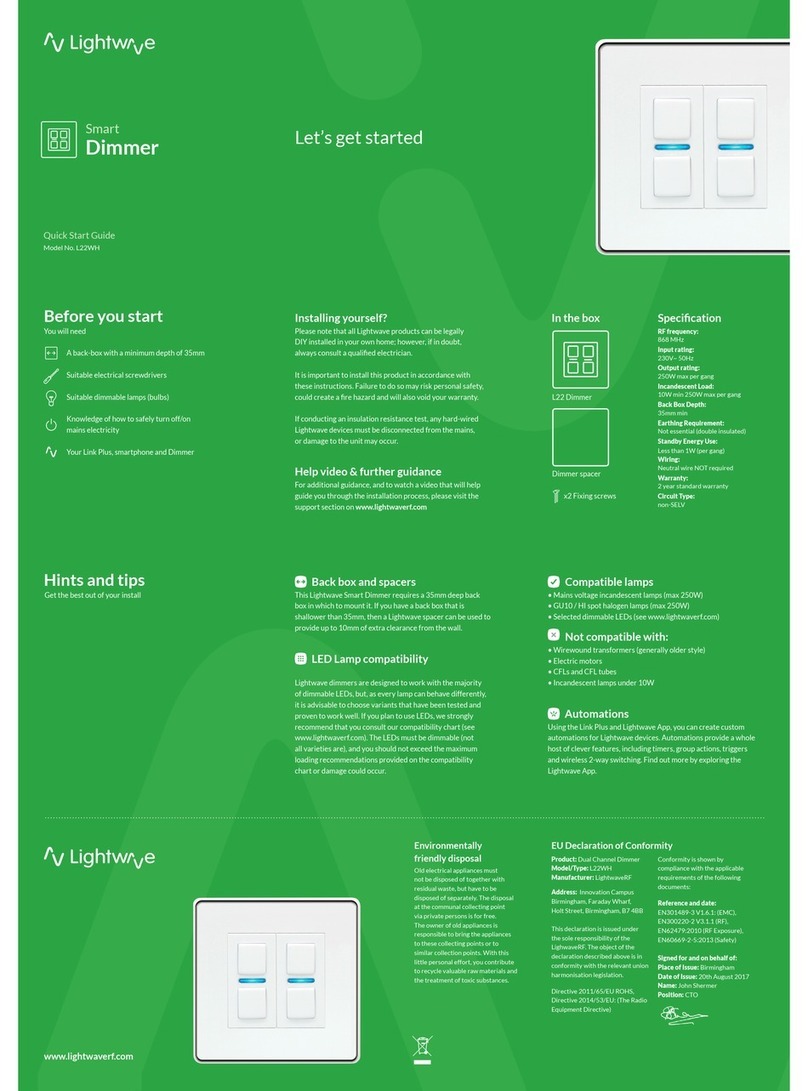 Lightwave L22WH User manual