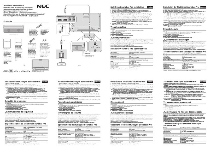 NEC MultiSync Soundbar Pro quick start guide