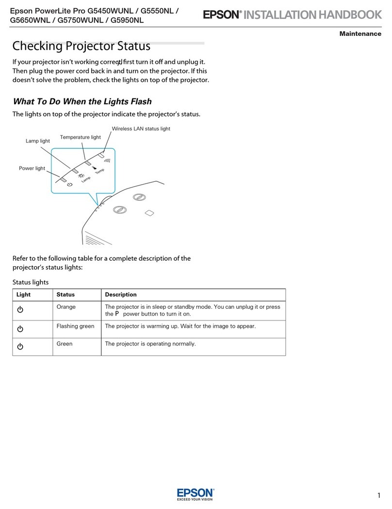 Epson PowerLite Pro G5450WUNL Installation handbook