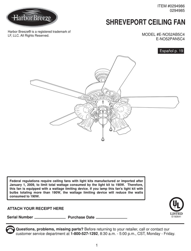 Harbor Breeze SHREVEPORT E-NO52AB5C4 User manual