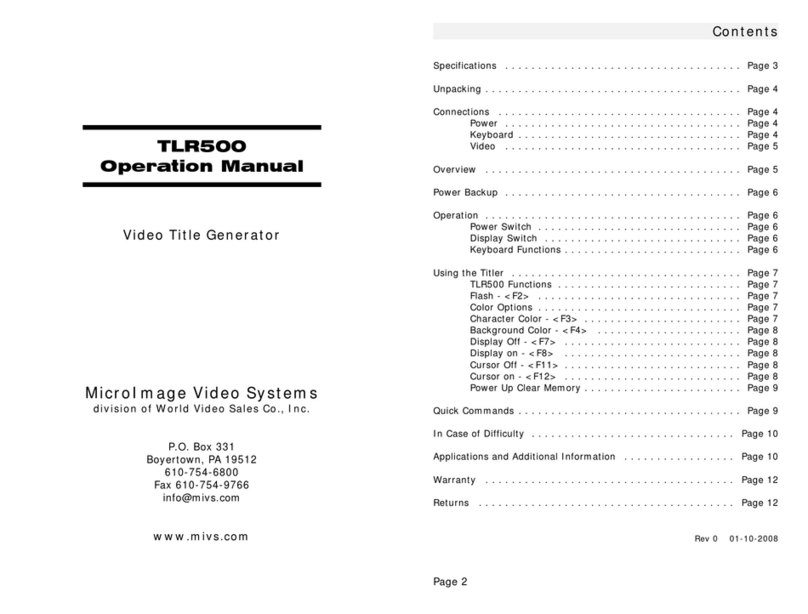 MicroImage Video Systems TLR500 Operation manuals