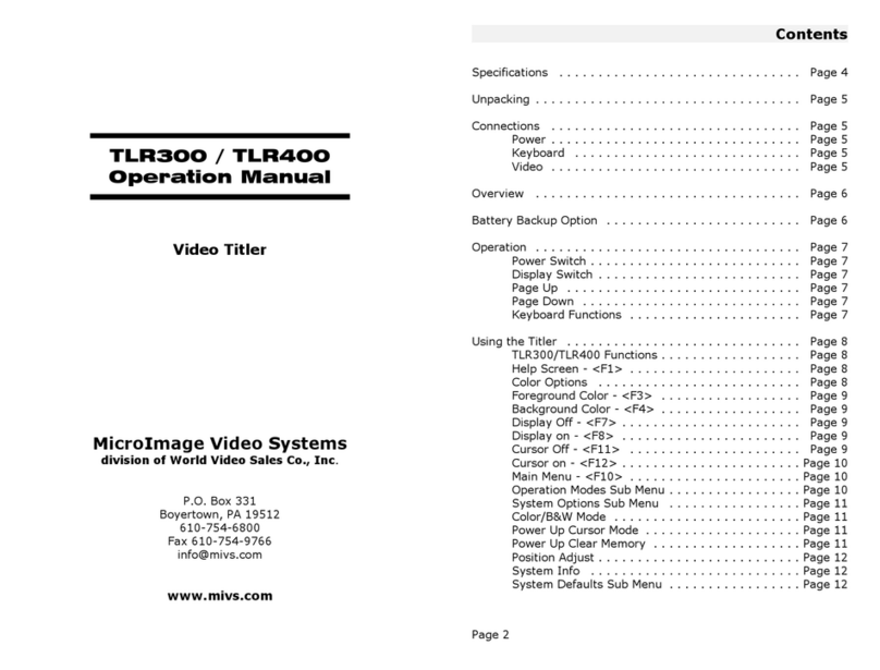 MicroImage Video Systems TLR300 Installation manual