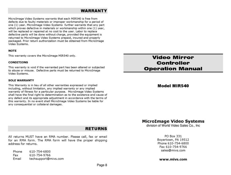 MicroImage Video Systems MIR540 Operation manual MicroImage Video Systems MIR540 Operation manual