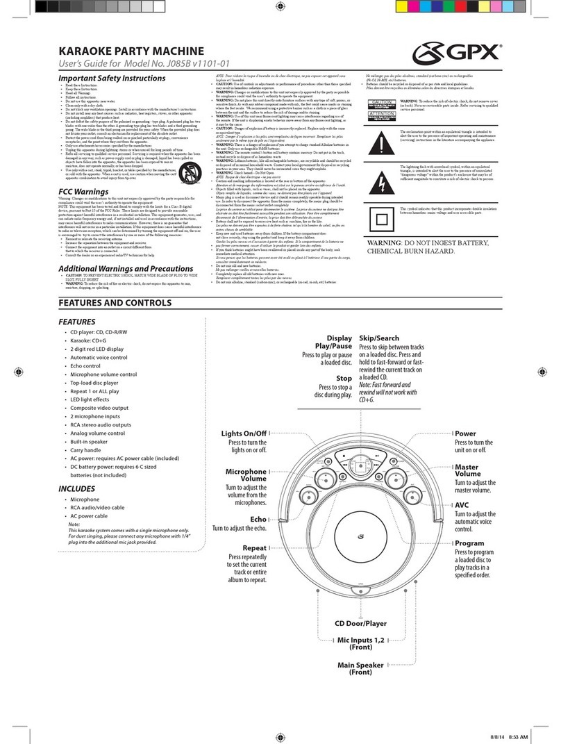 GPX J085B v1101-01 User manual
