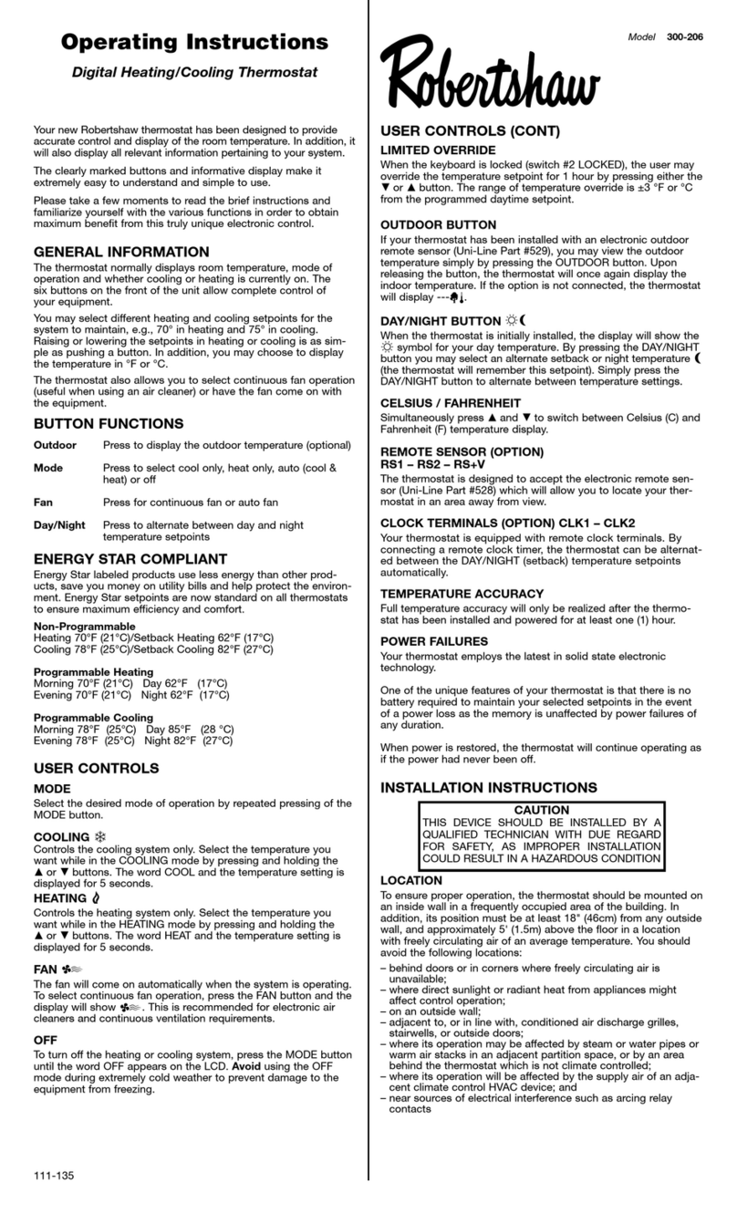 Robertshaw 300-206 User manual