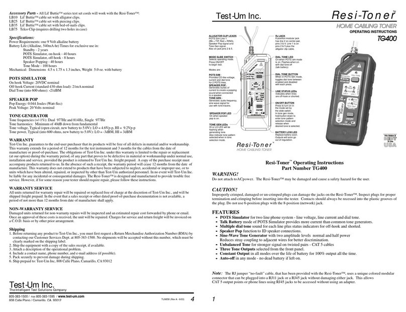 Test-Um Resi-Toner TG400 User manual