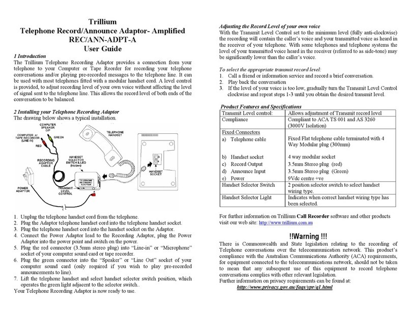 Trillium REC/ANN-ADPT-A User manual