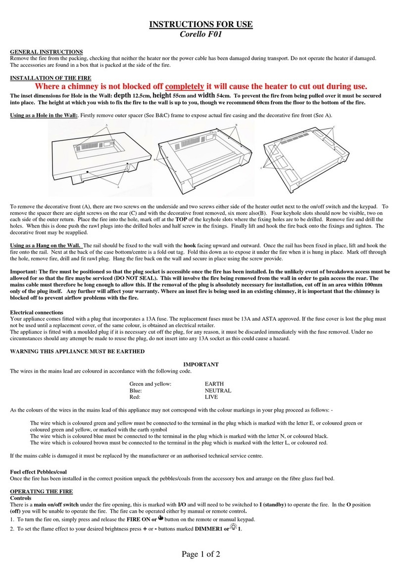 Flamerite Fires Corello F01 User manual Flamerite Fires Corello F01 User manual