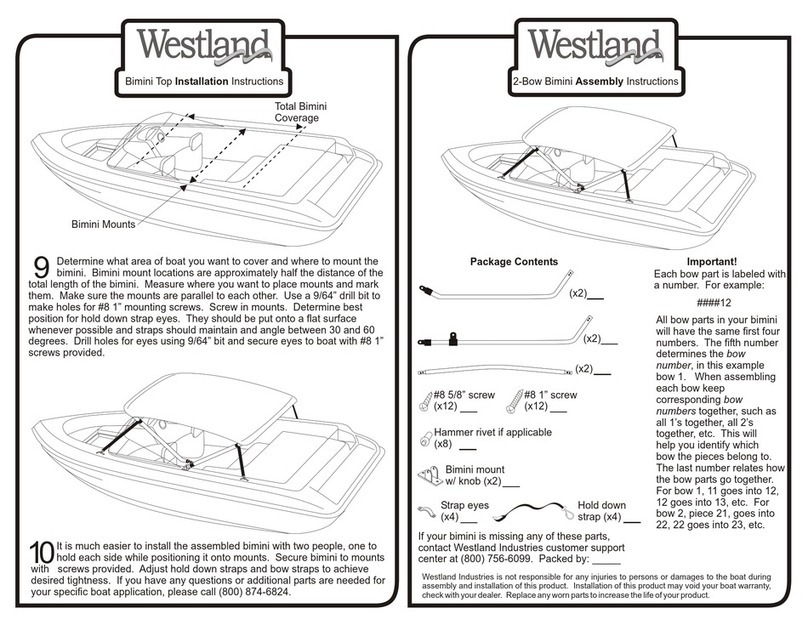 Westland Bimini Top installation instructions