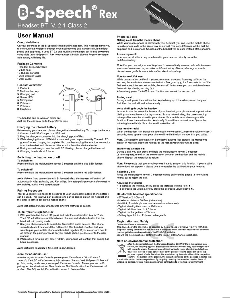 B-Speech Rex User manual