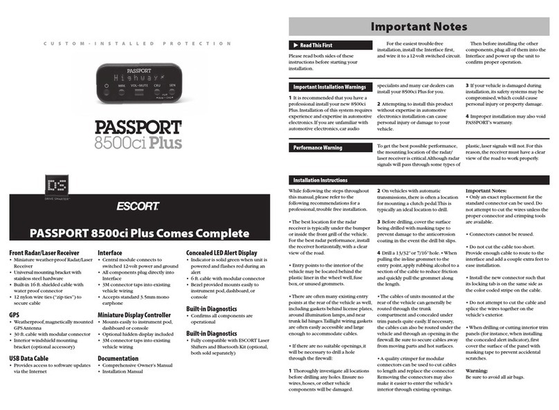 Escort PASSPORT 8500CI Plus installation manual
