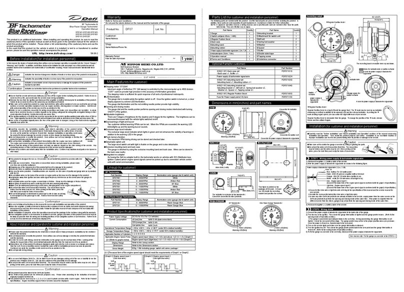 Defi DF07401 Operation manual