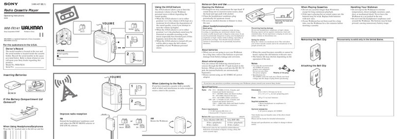 Sony WM-FX141 User manual