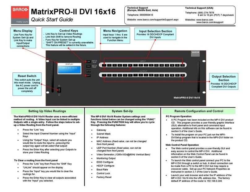 Barco MatrixPRO-II DVI 16x16 quick start guide
