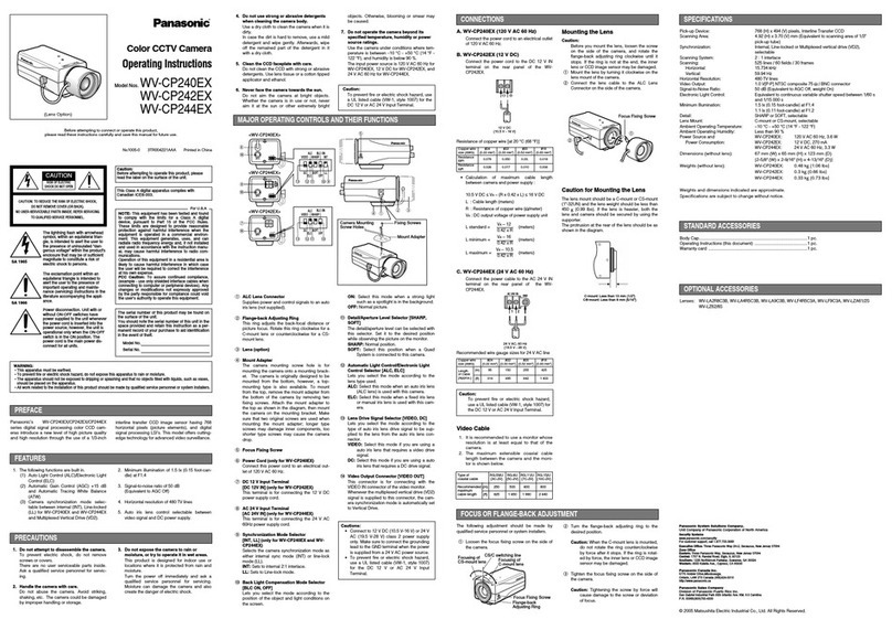 Panasonic WV-CP240EX operating instructions