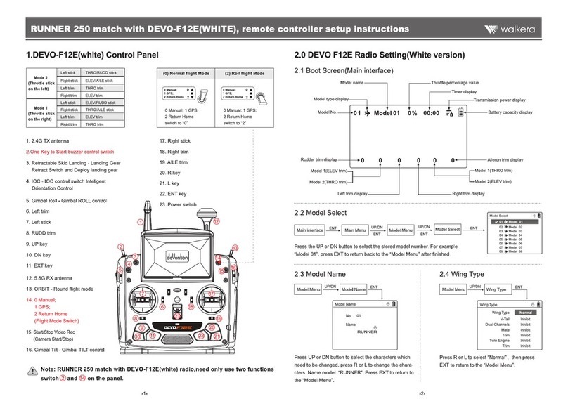 Walkera DEVO-F12E(WHITE) Setup instructions