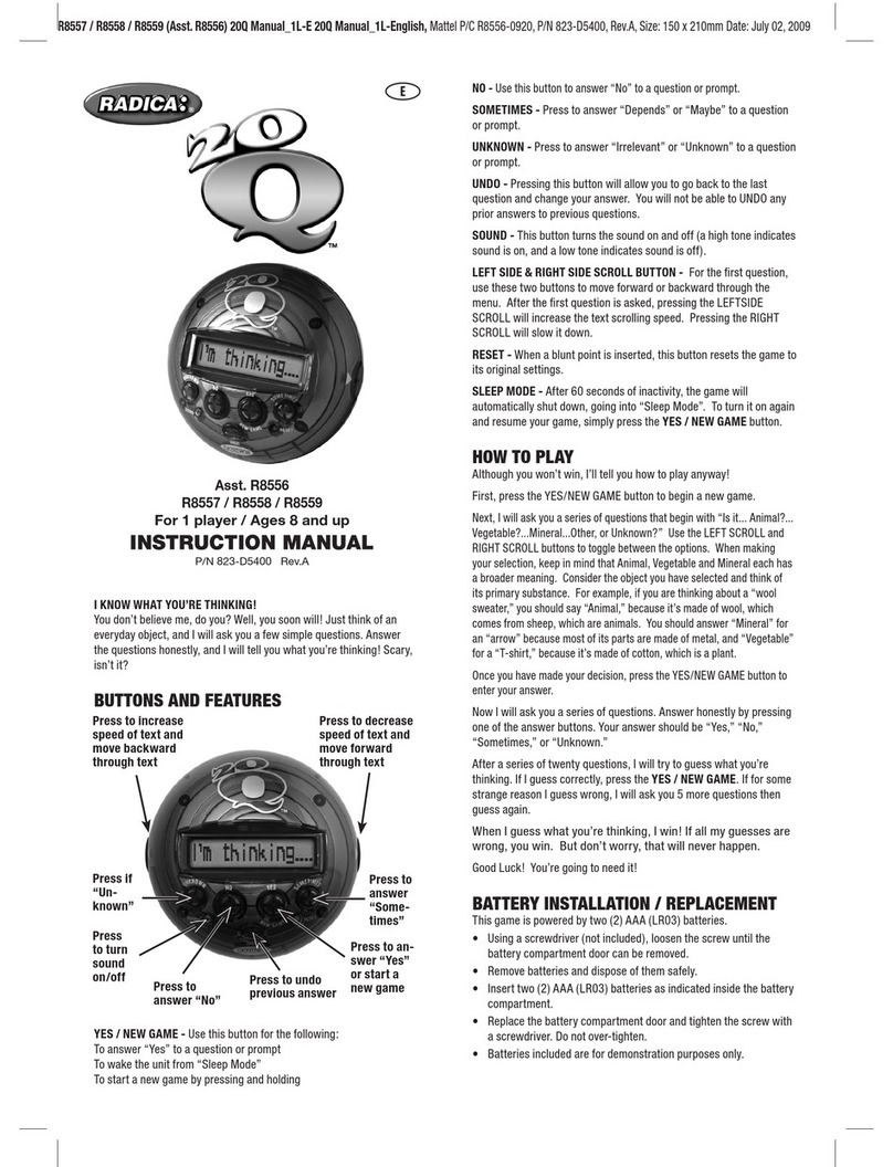 Radica Games R8556 instruction manual