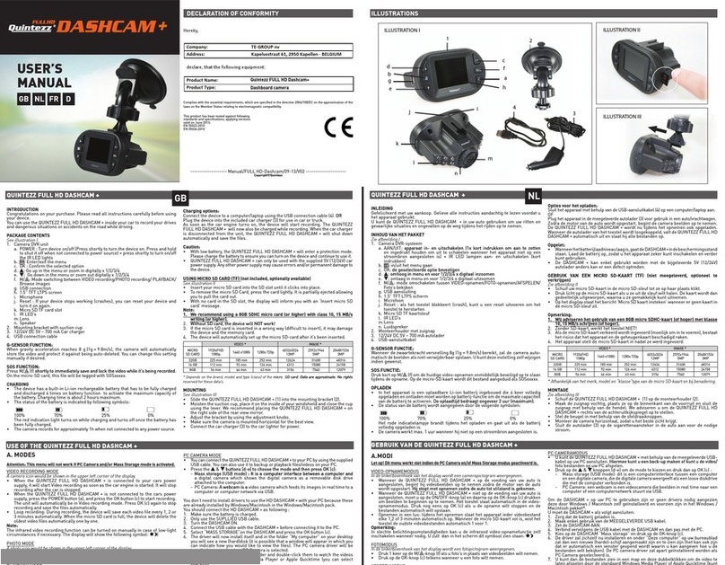 Quintezz FULL HD Dashcam+ user manual