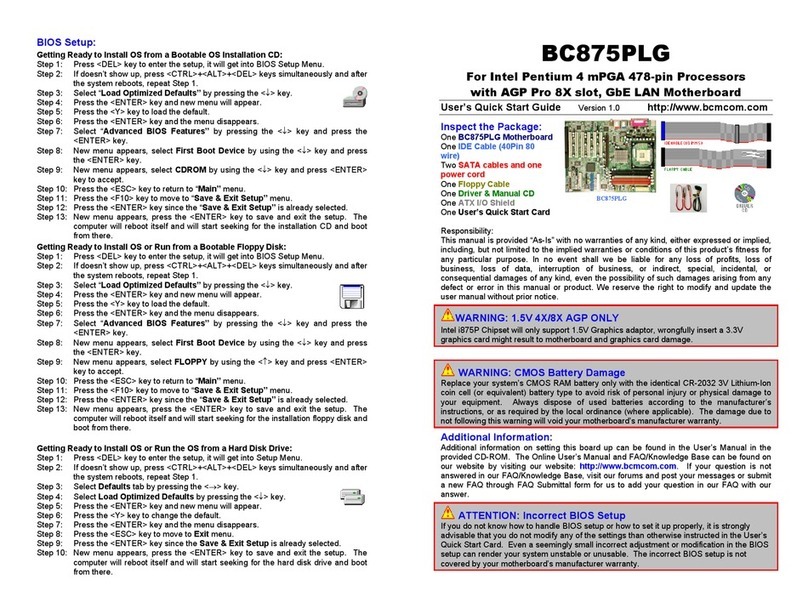 BCM BC875PLG User manual