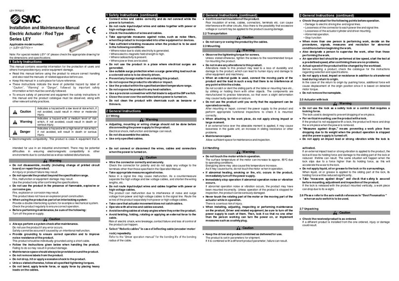 SMC Networks LEY series Installation and maintenance manual SMC Networks LEY series Installation and maintenance manual