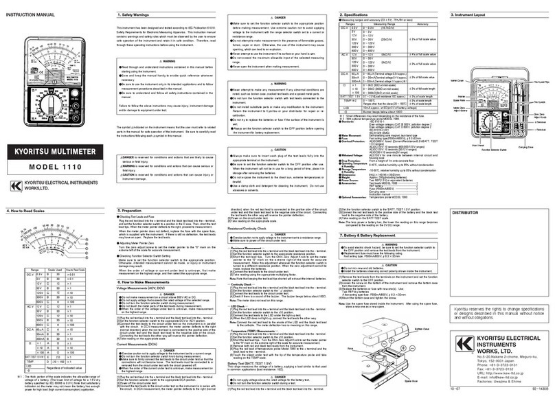 KYORITSU 1110 User manual