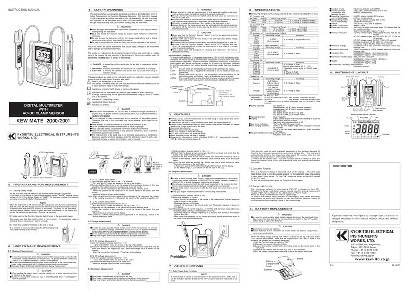 Kyoritsu Electrical Instruments Works, Ltd. KEW MATE 2001 instruction manual