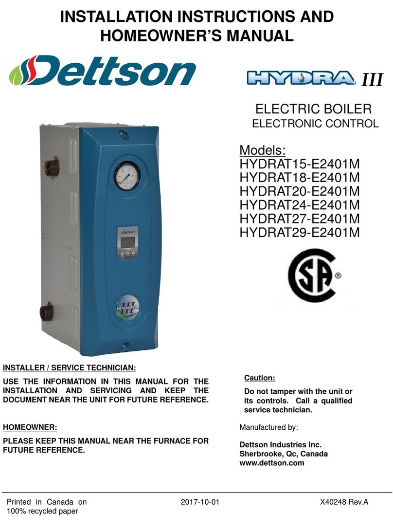 Dettson HYDRAT15-E2401M Installation instructions and owner's manual