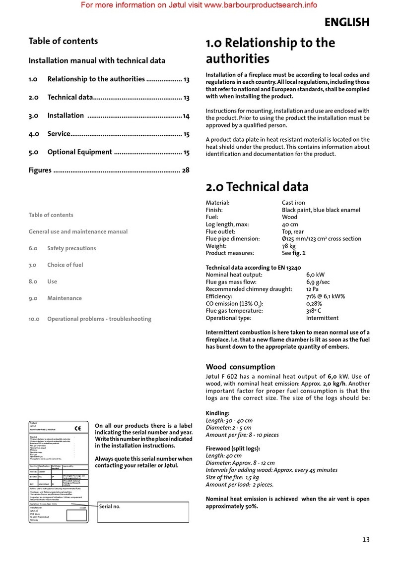 Jøtul F 602 installation manual