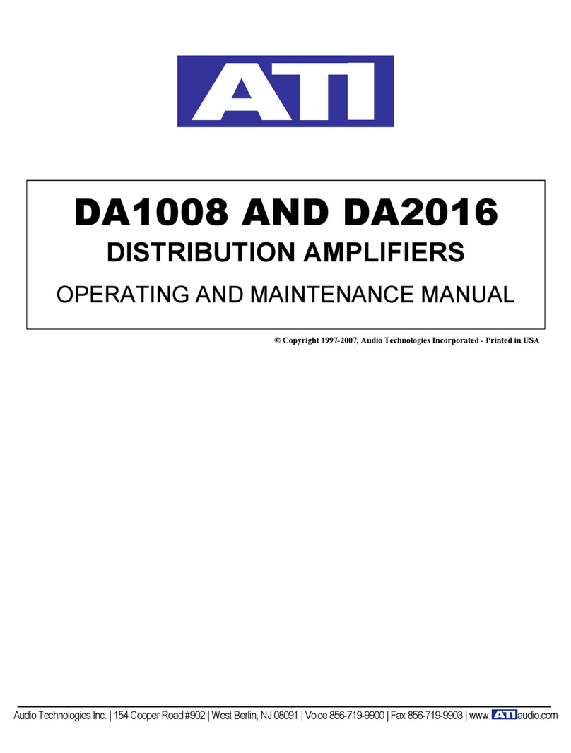 Audio Technologies Incorporated DA1008 Operating and maintenance manual