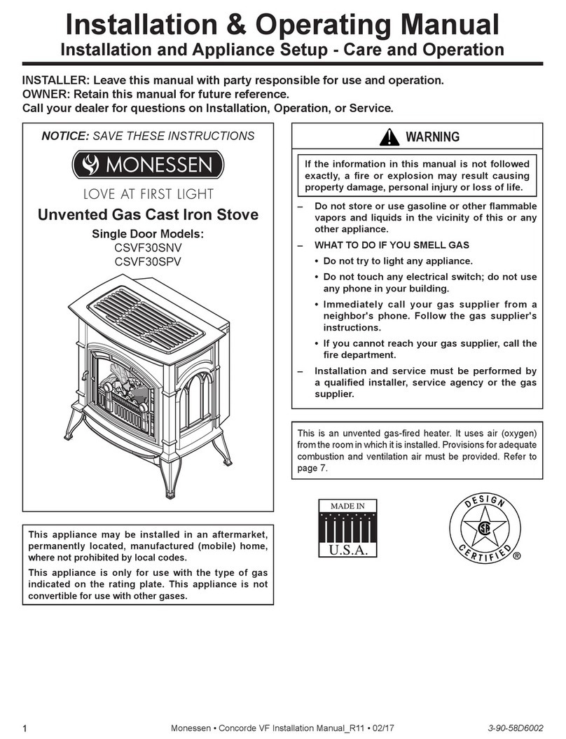 Monessen Hearth Double Door VFCS30DNV Installation & operating manual