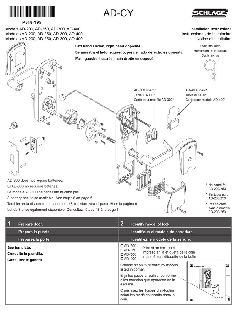 Schlage AD-200 installation instructions