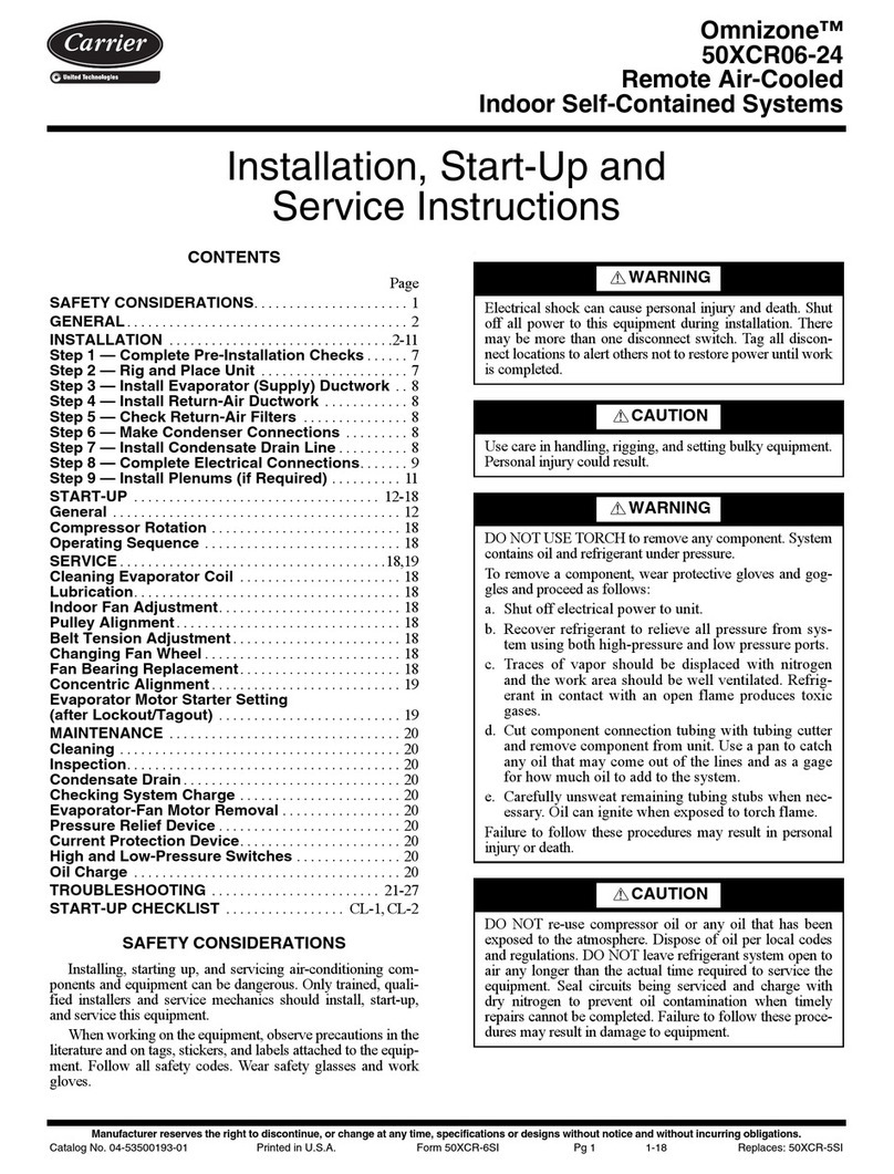 Carrier Omnizone 50XCR06 Dimensions and installation guide