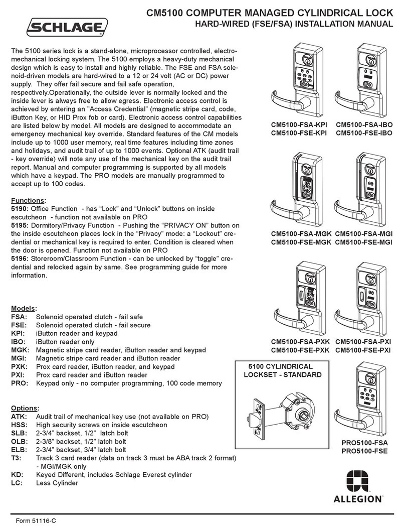 Schlage CM5100-FSA-KPI User manual