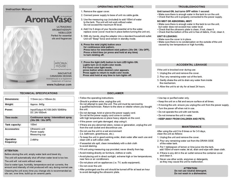 hubmar AromaHouse AromaVase instruction manual